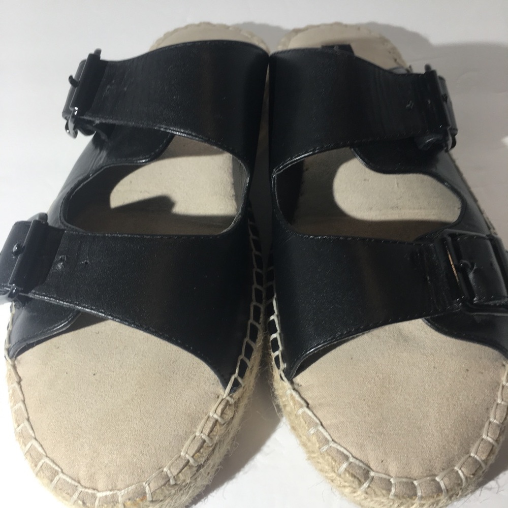 Steven by Steve Madden Lapis Black Leather platform flip flop sandals womans 9.5 - Picture 8 of 12